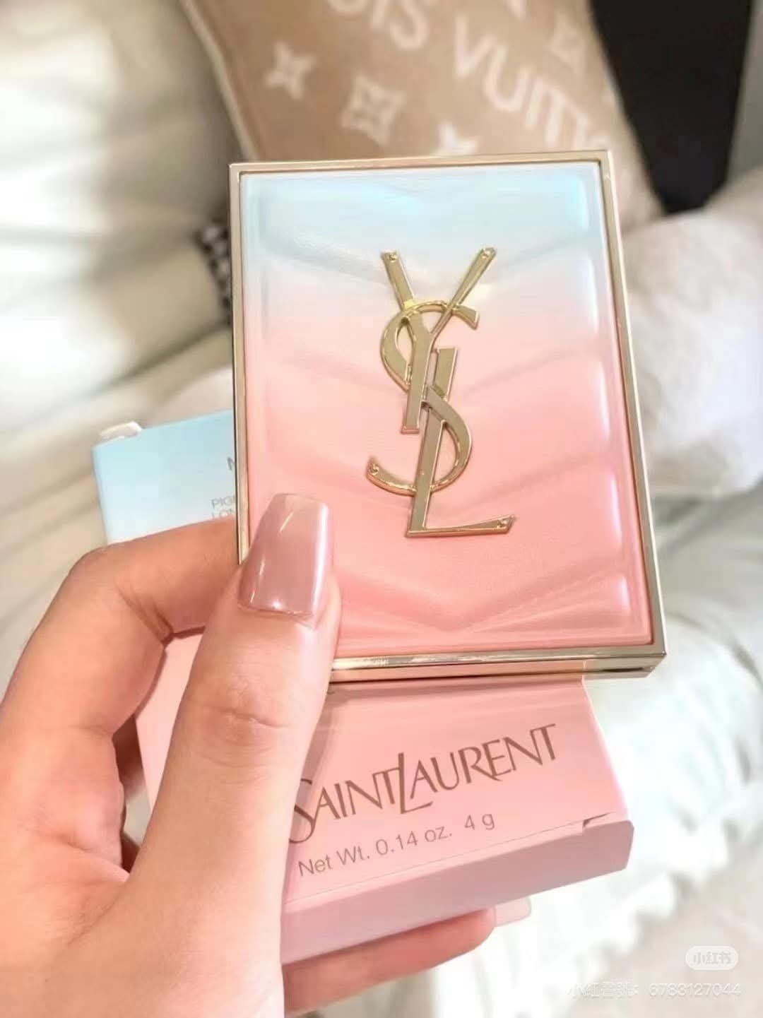 YSL時尚4色眼影盤 藍粉漸變皮革款 4g