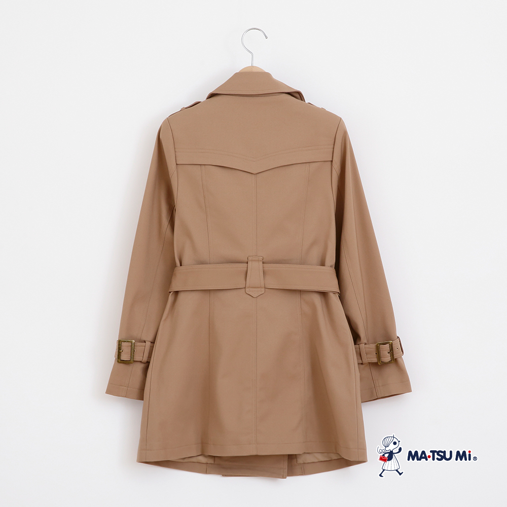 MA‧TSU Mi 學院設計感翻領腰帶風衣外套(卡)