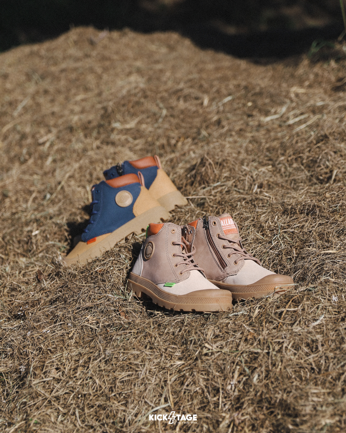 **特價商品售出無退換**中童鞋 PALLADIUM PAMPA HI CUFF WP OZ 卡其藍 奶茶棕 拉鍊 中筒 防水靴【57216】