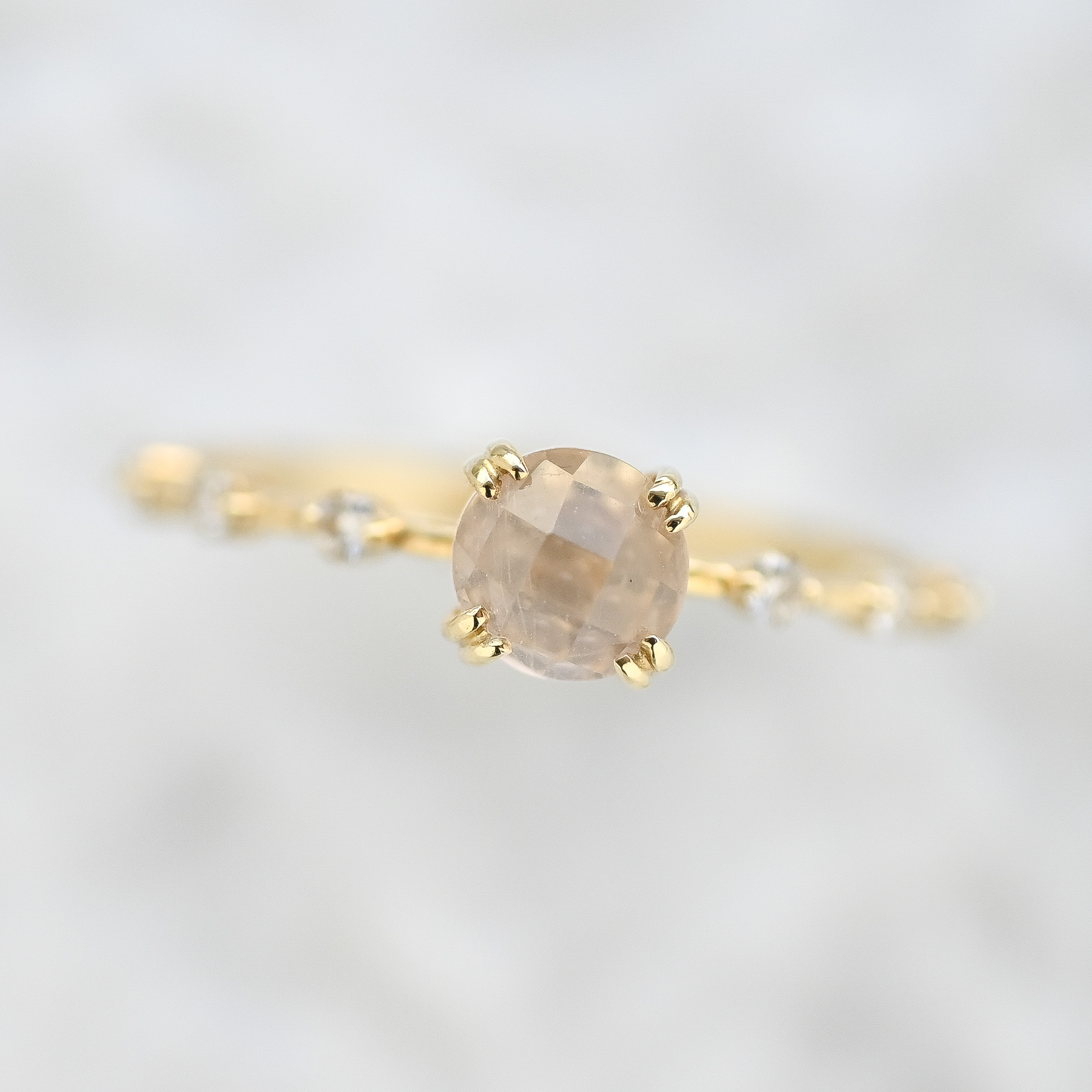 18K Rose Quartz Diamond Ring
