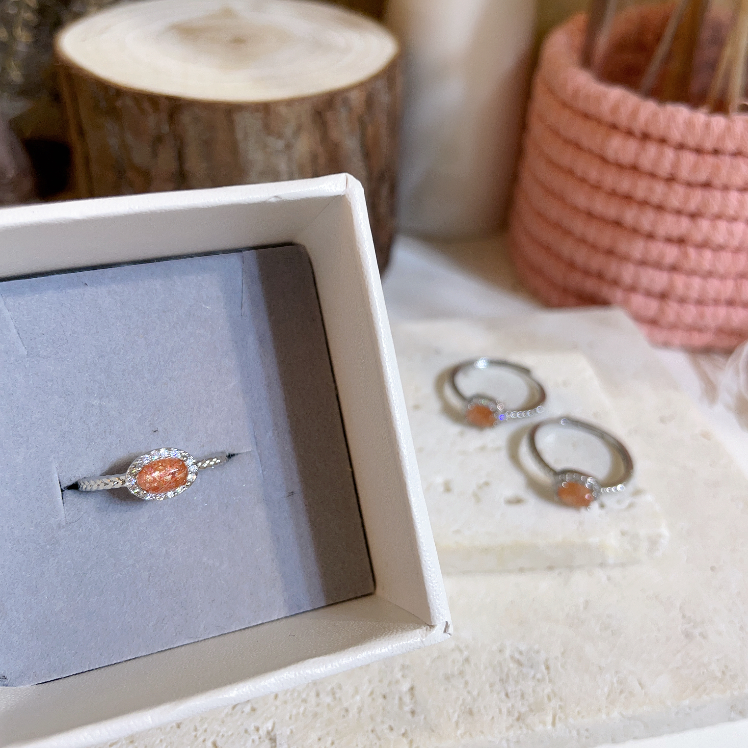 F623 金太陽石四爪戒指