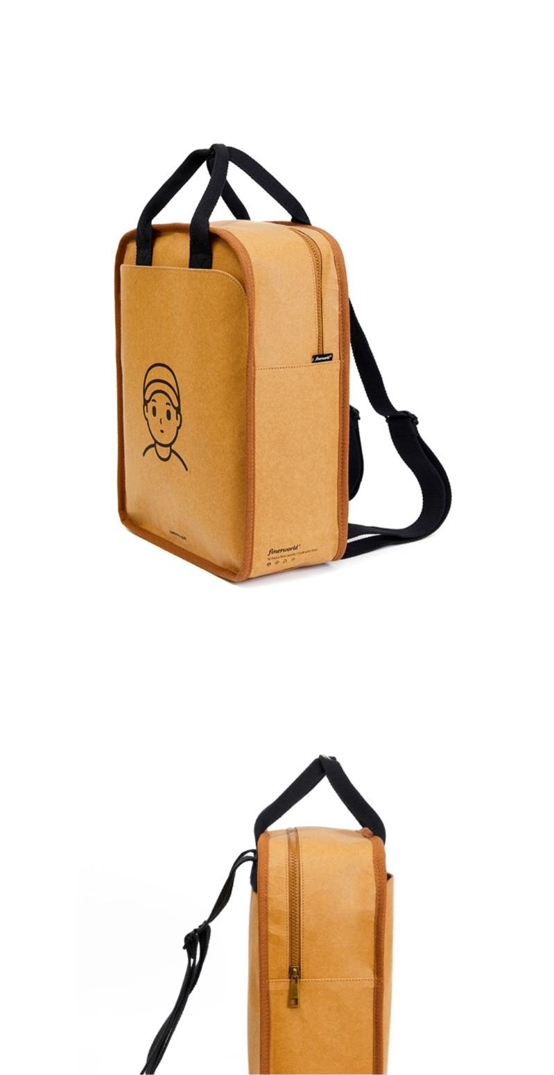 Finerworld 可水洗牛皮紙雙肩背包