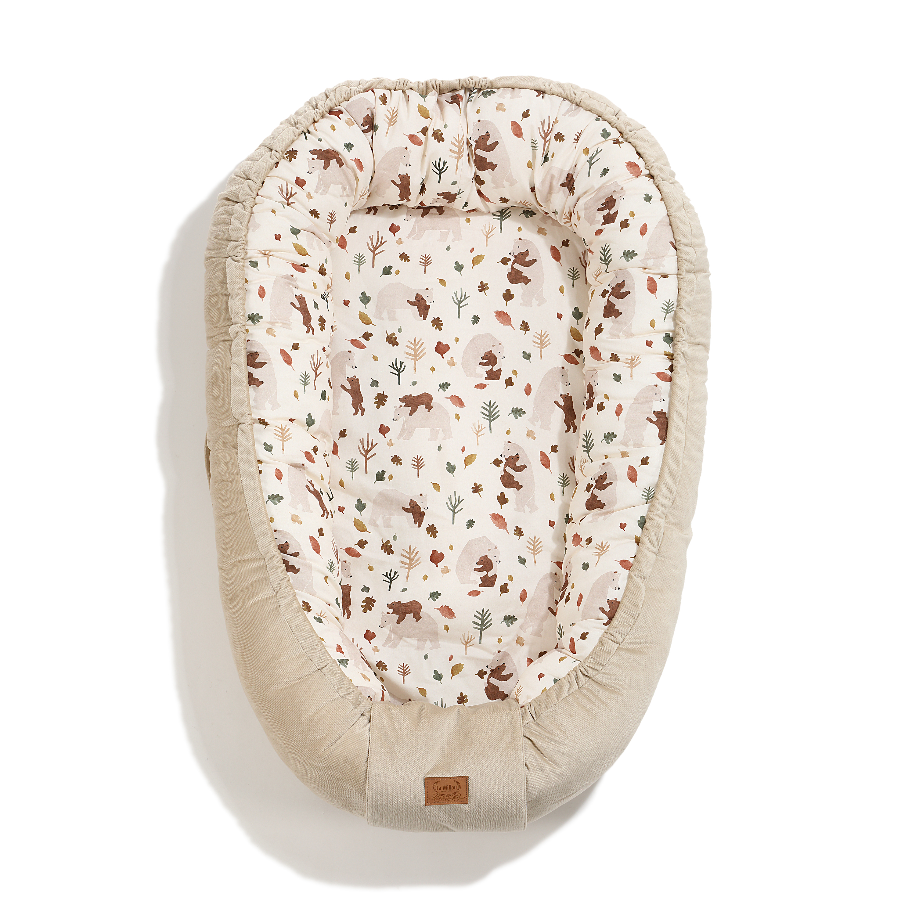 La Millou波蘭 Velvet頂級棉柔嬰兒睡窩(鋪棉版)｜暖心抱抱熊｜舒柔米褐