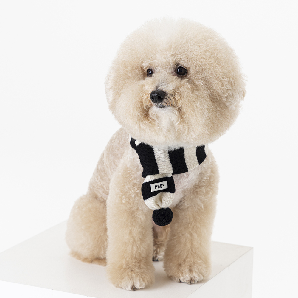 pebs  | 羊毛針織圍巾 黑白