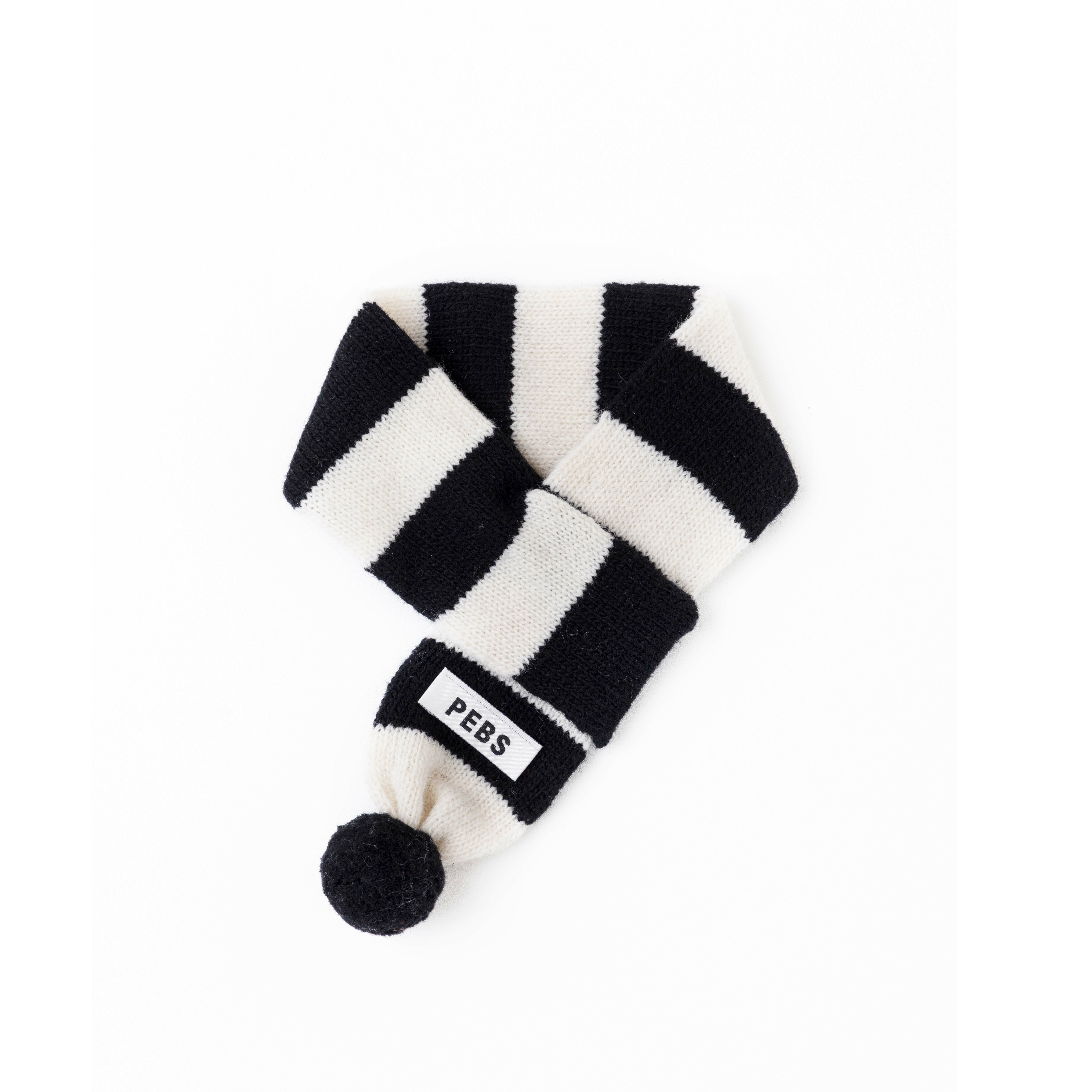 pebs  | 羊毛針織圍巾 黑白