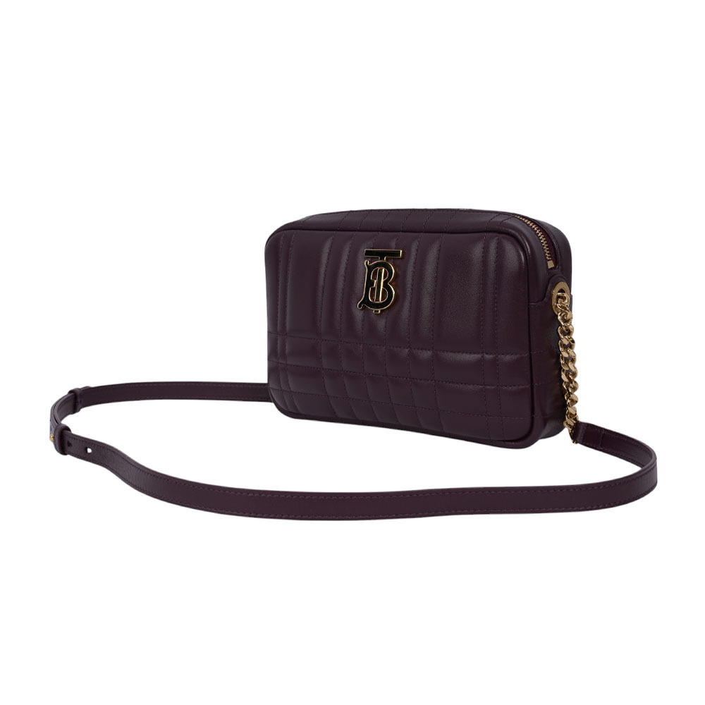 【BURBERRY】Lola 縫線小羊皮小款相機包(深紫色) 80904431