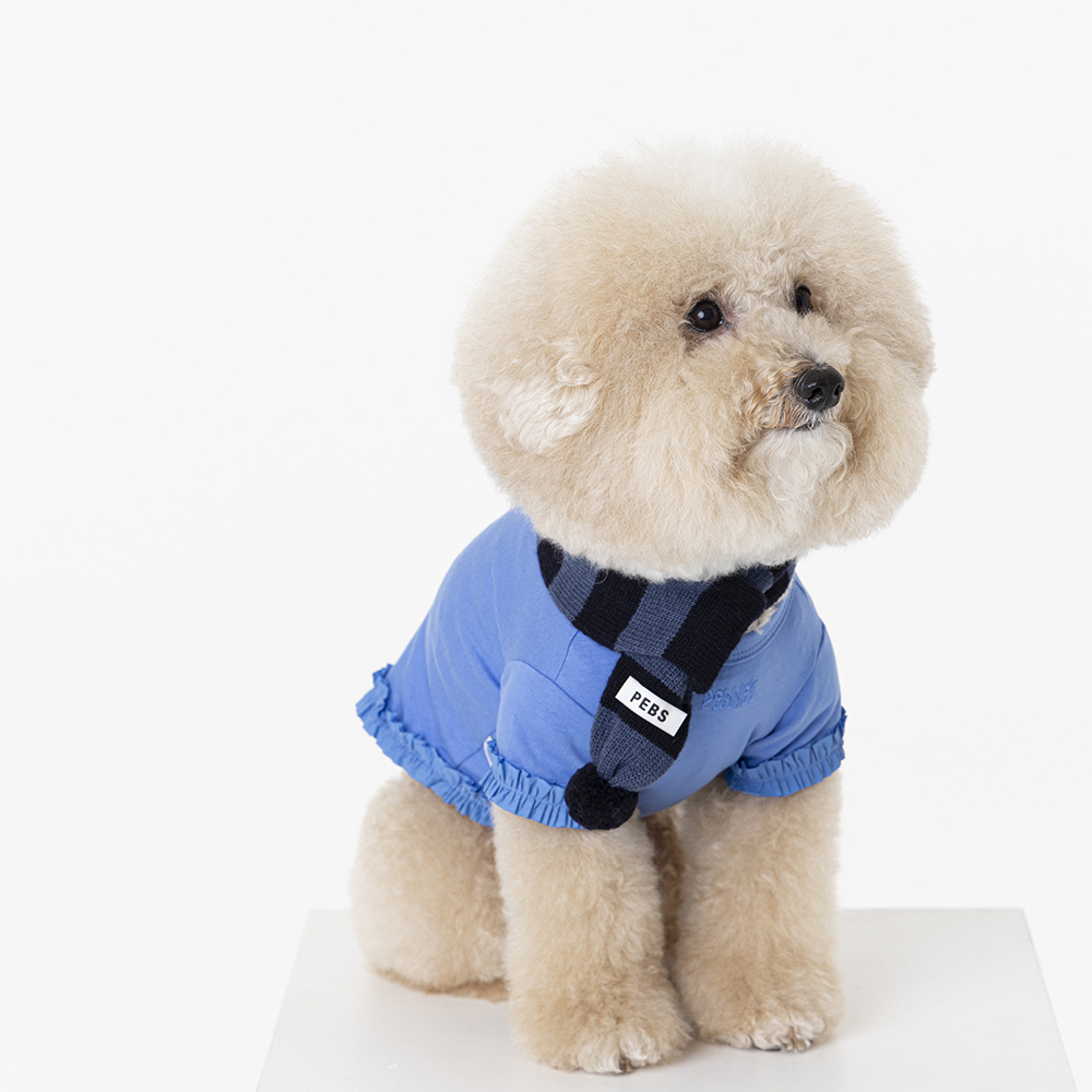 pebs  | 羊毛針織圍巾 海軍藍