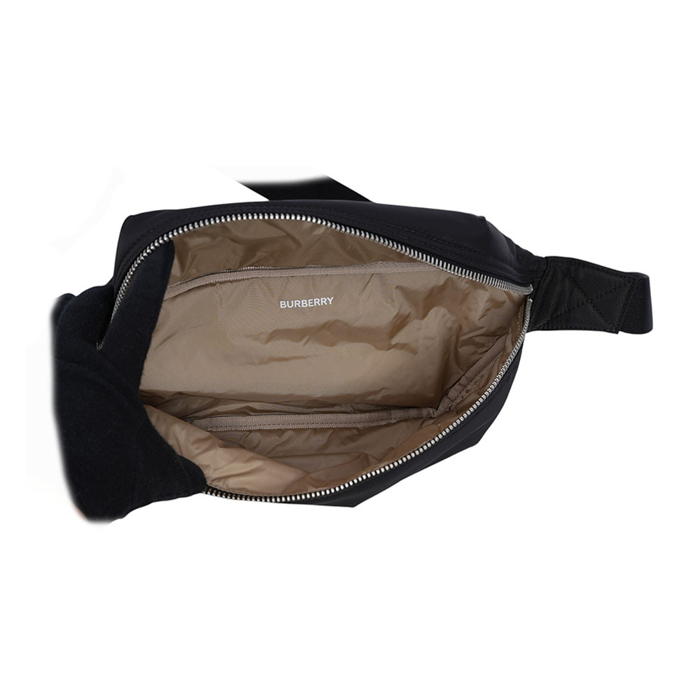 【BURBERRY】Talbot 白色方形標誌尼龍帆布腰包/胸口包(黑色) 80905671