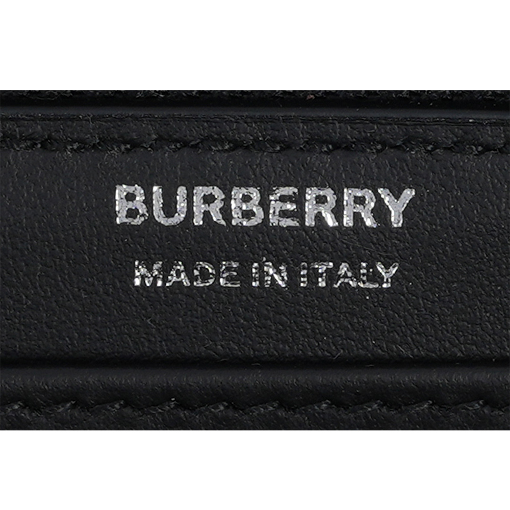 【BURBERRY】銀字粒紋牛皮內拼格紋拉鍊長夾(黑色) 80840711