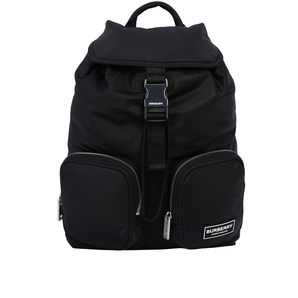 【BURBERRY】Rucksack 白色方形標誌小型軍旅後背包