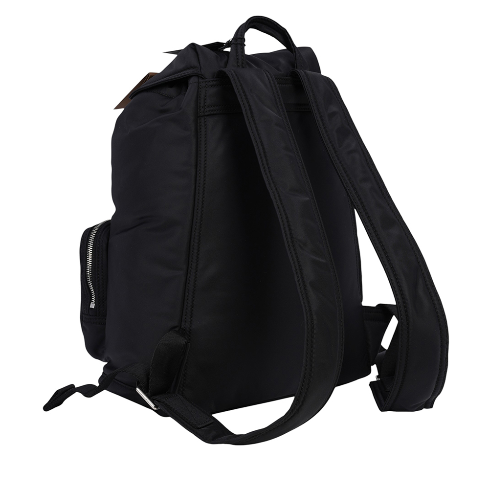 【BURBERRY】Rucksack 白色方形標誌小型軍旅後背包(黑色)80939601