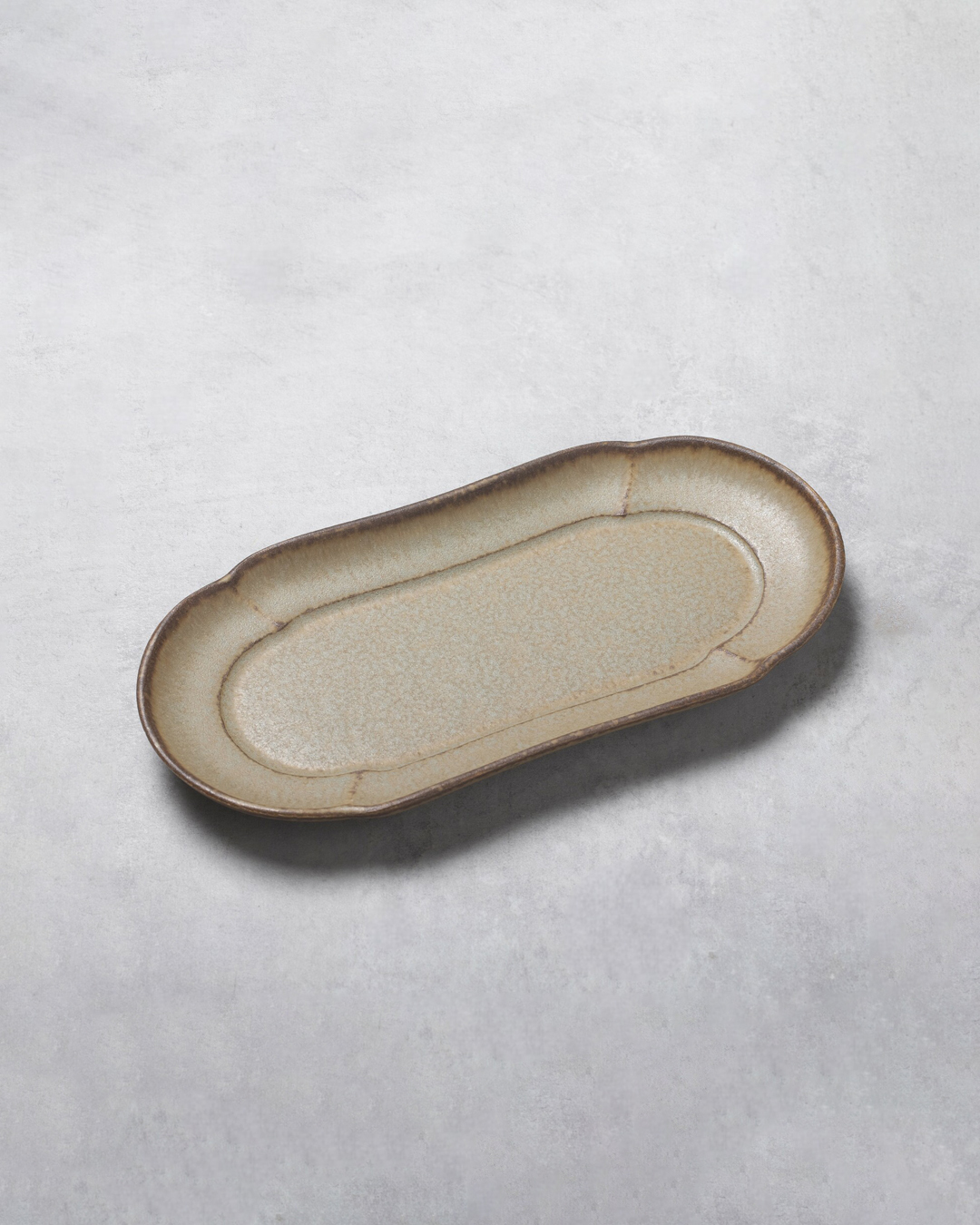 Yuka Oval Long Dish Brown｜Mino Ware