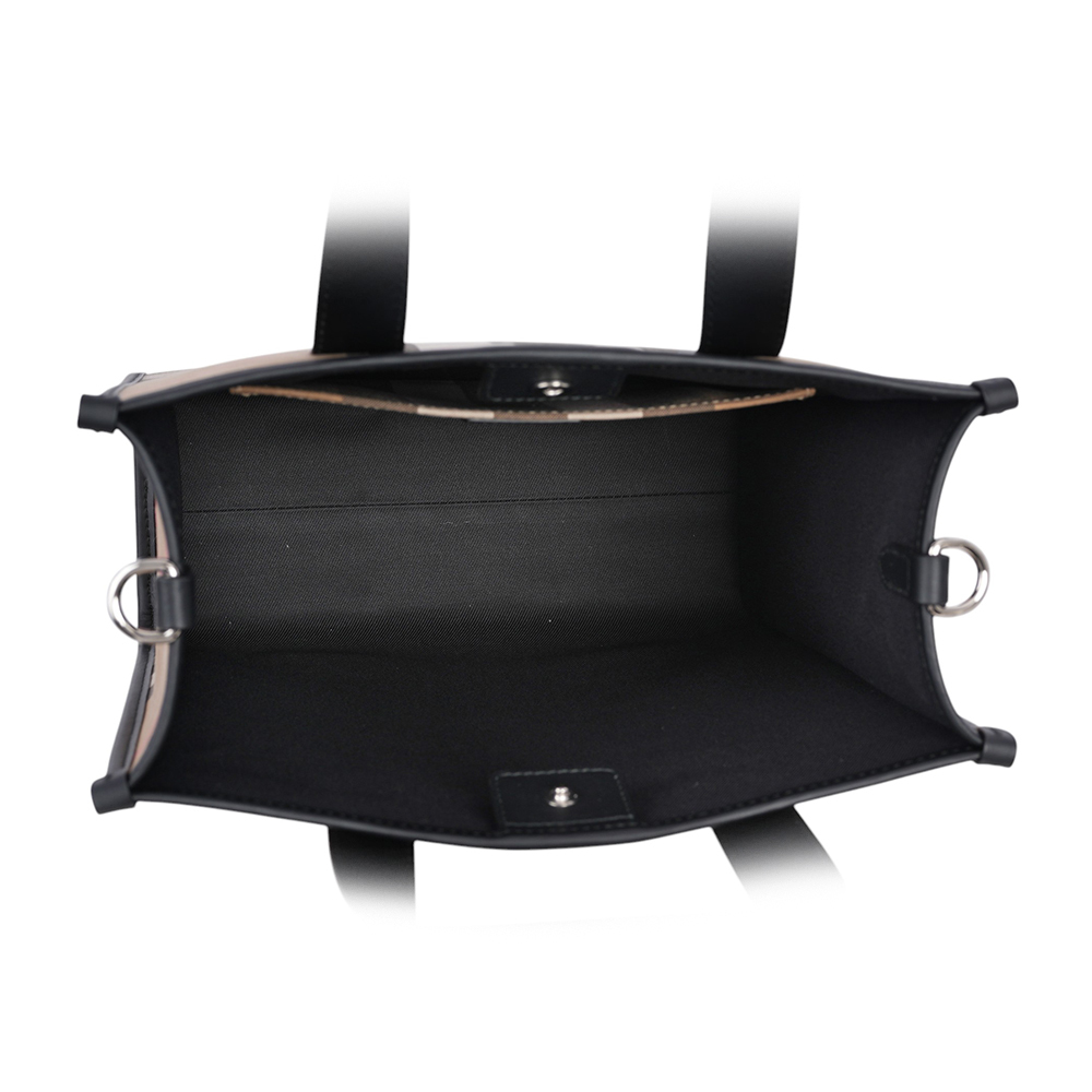 【BURBERRY】大格紋帆布直式手提/斜背二用包(灰褐色/棕色)80845521