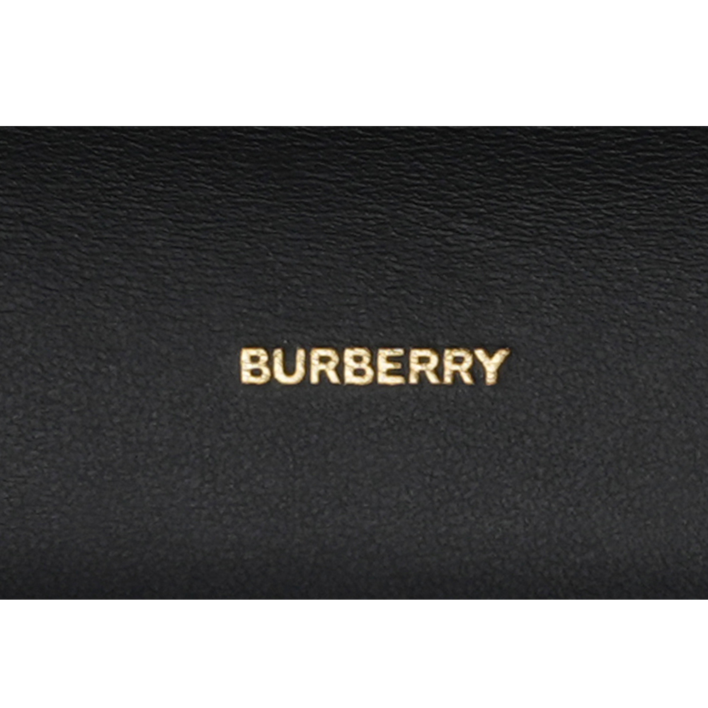 【BURBERRY】Halton 大格紋帆布及牛皮翻蓋二折長夾(黑色) 80840311