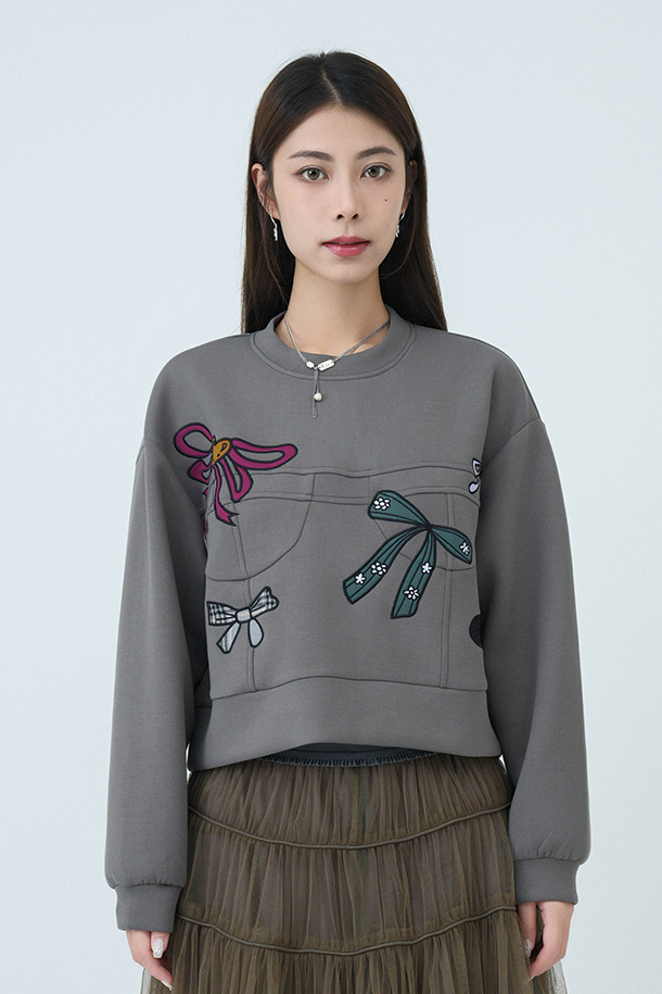 蝴蝶結車章太空棉衛衣 (現貨款式）