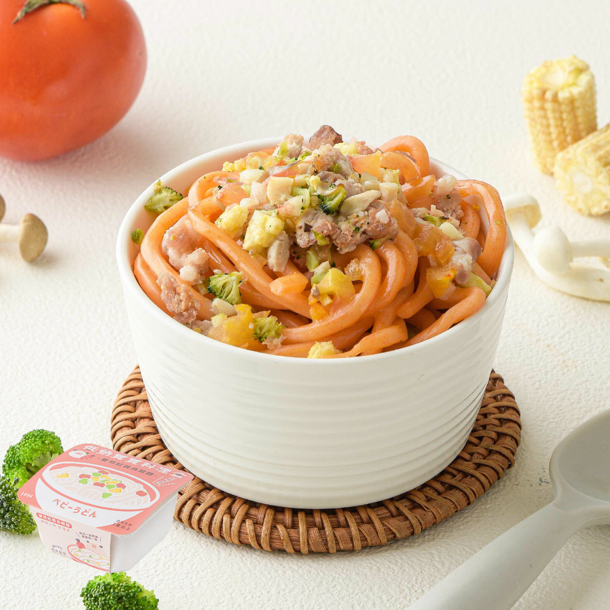 寶寶燉麵｜蕃茄紅醬｜低鈉寶寶料理盒｜烏龍麵系列｜單盒入｜適合1歲以上｜冷凍