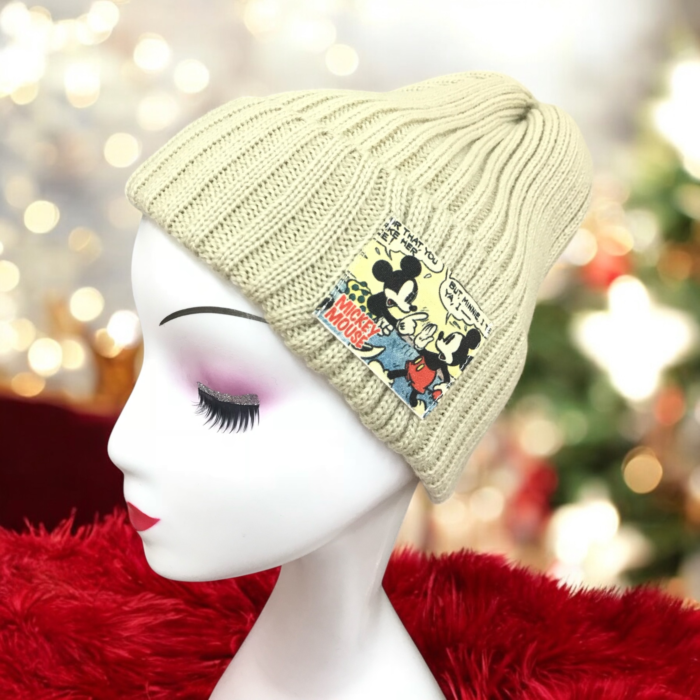 1700057-MK 迪士尼米奇老鼠冷帽 米色
