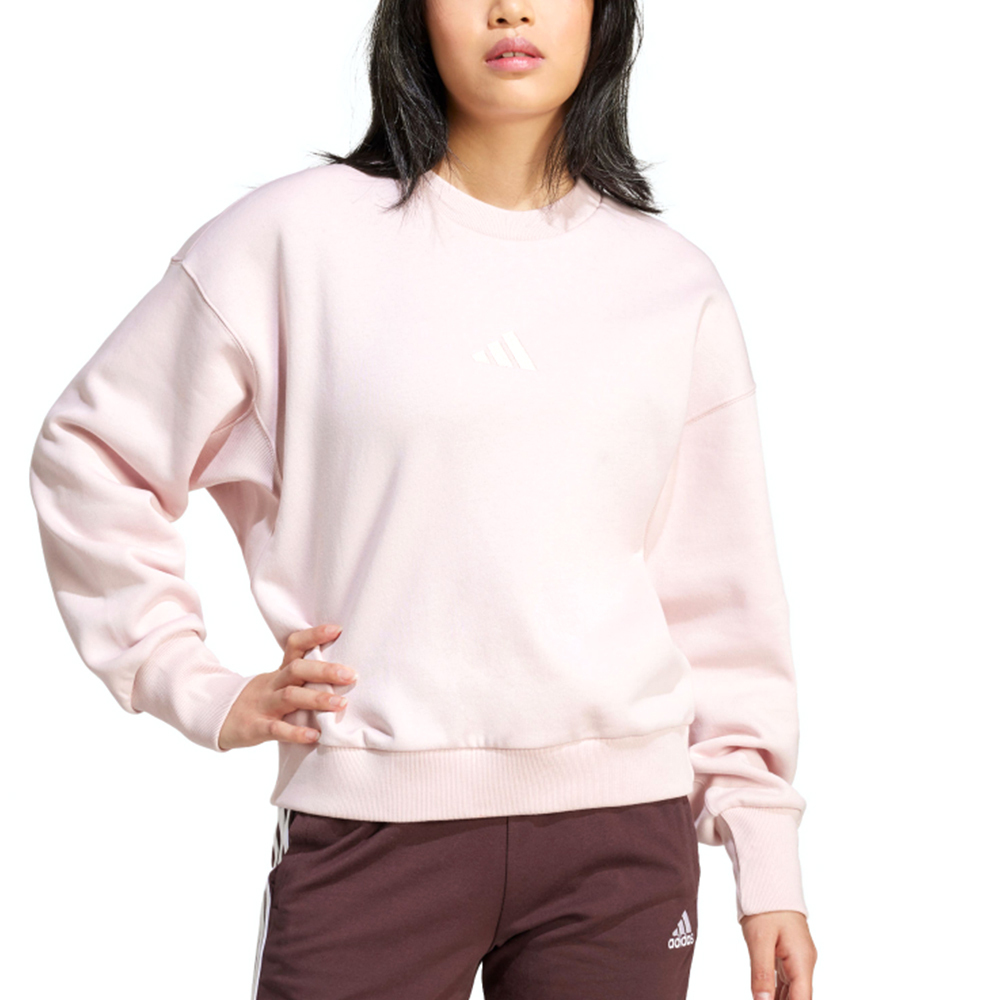 Adidas W All SZN SWT 女款 粉色 運動 休閒 亞規 大學T 寬鬆 落肩 圓領 長袖 IY6753