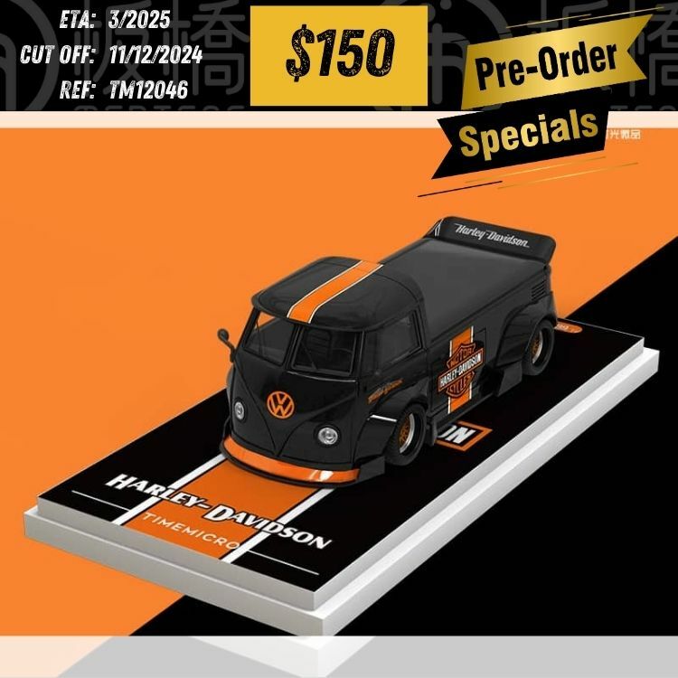 PO-$150 * TIME MICRO * 1:64 VW T1 VAN BLACK ORANGE [OD04/12]
