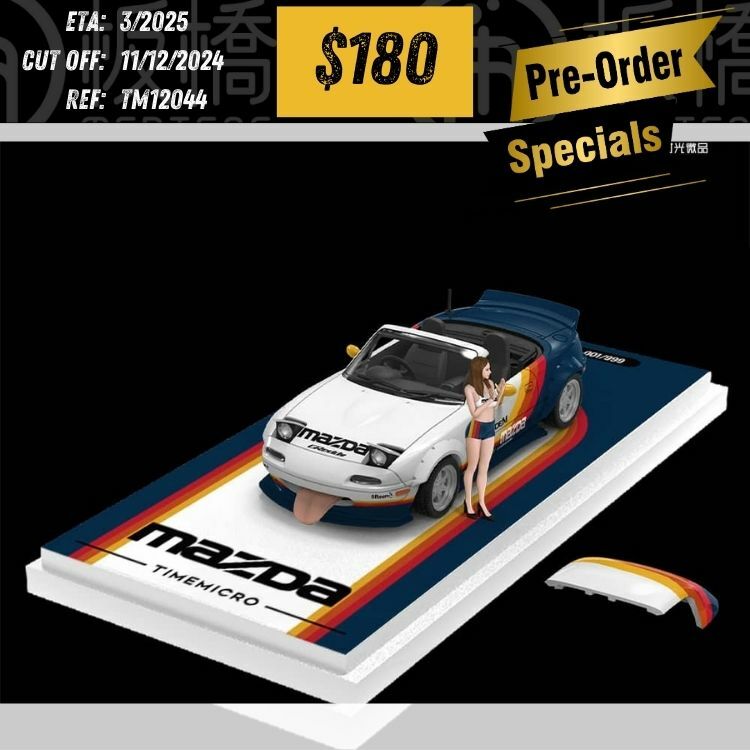 PO-$180 * TIME MICRO * 1:64 EUNOS ROADSTER COLOR STRIPES W/FIGURE [OD04/12]