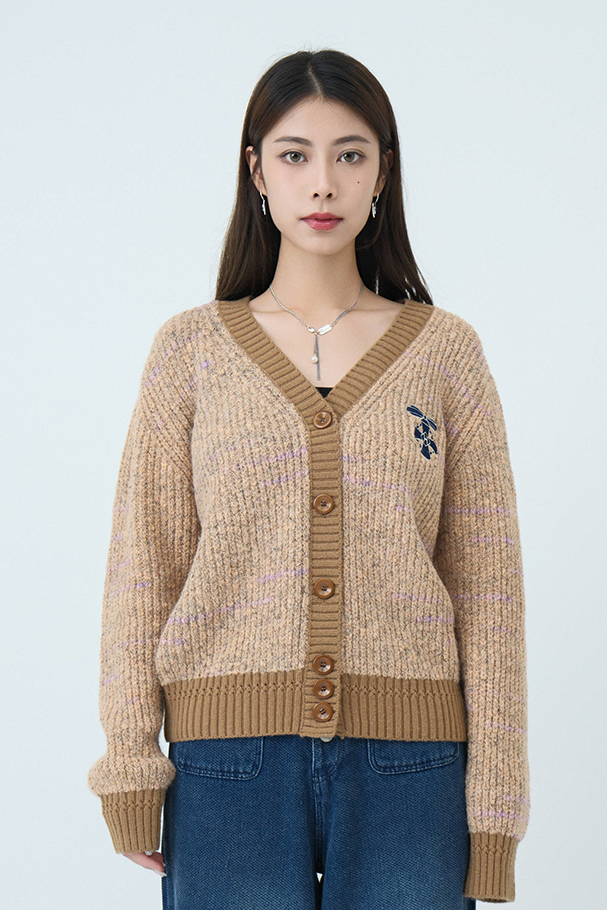 繡十字H軍章撞色邊冷cardigan  ($現貨款式）