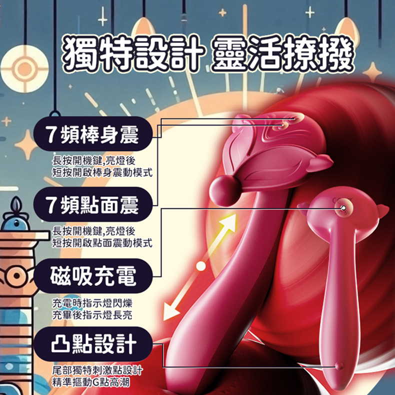 銷魂魔獸｜點潮雙震溫感按摩棒｜電動按摩棒