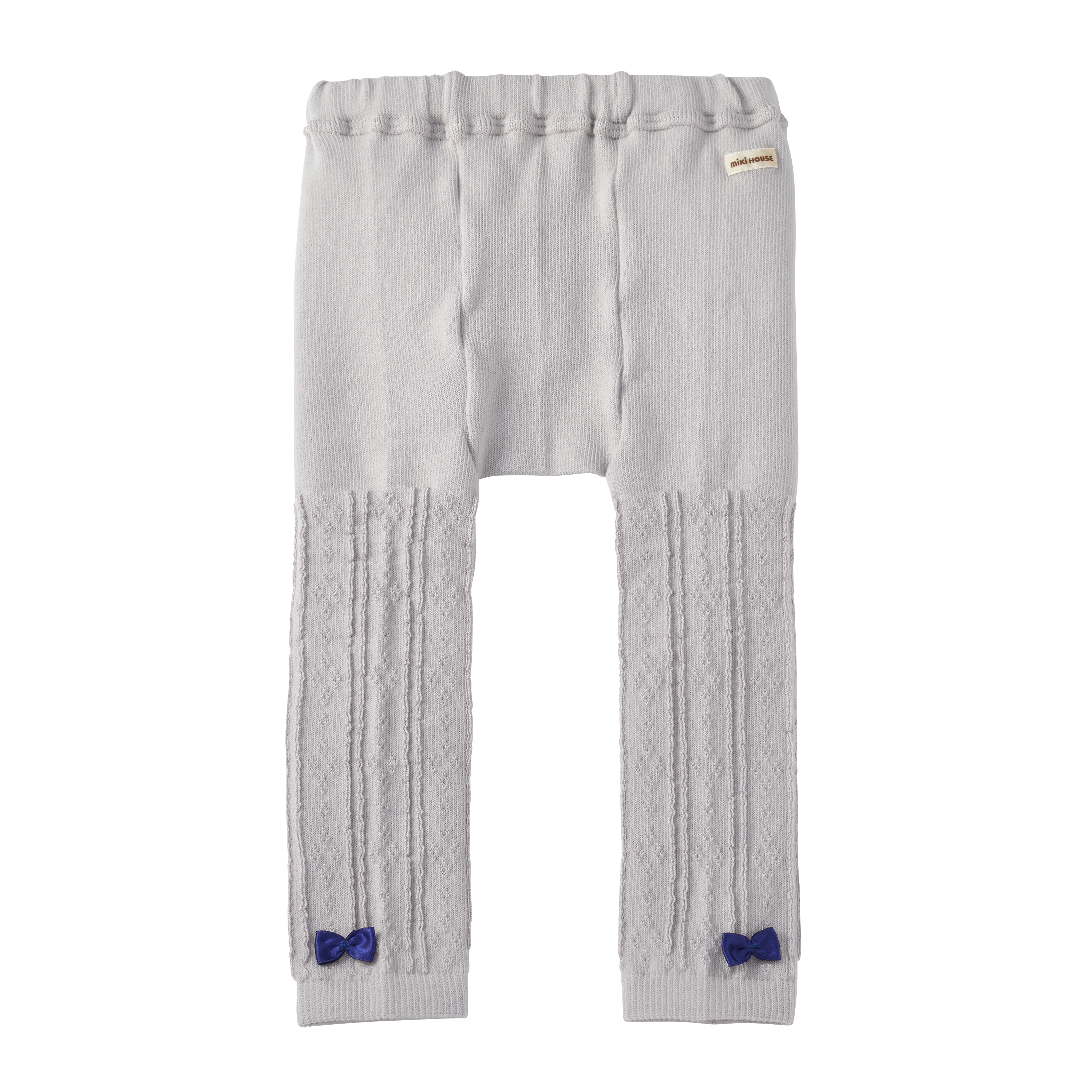 蝴蝶結電纜織紋褲襪-灰