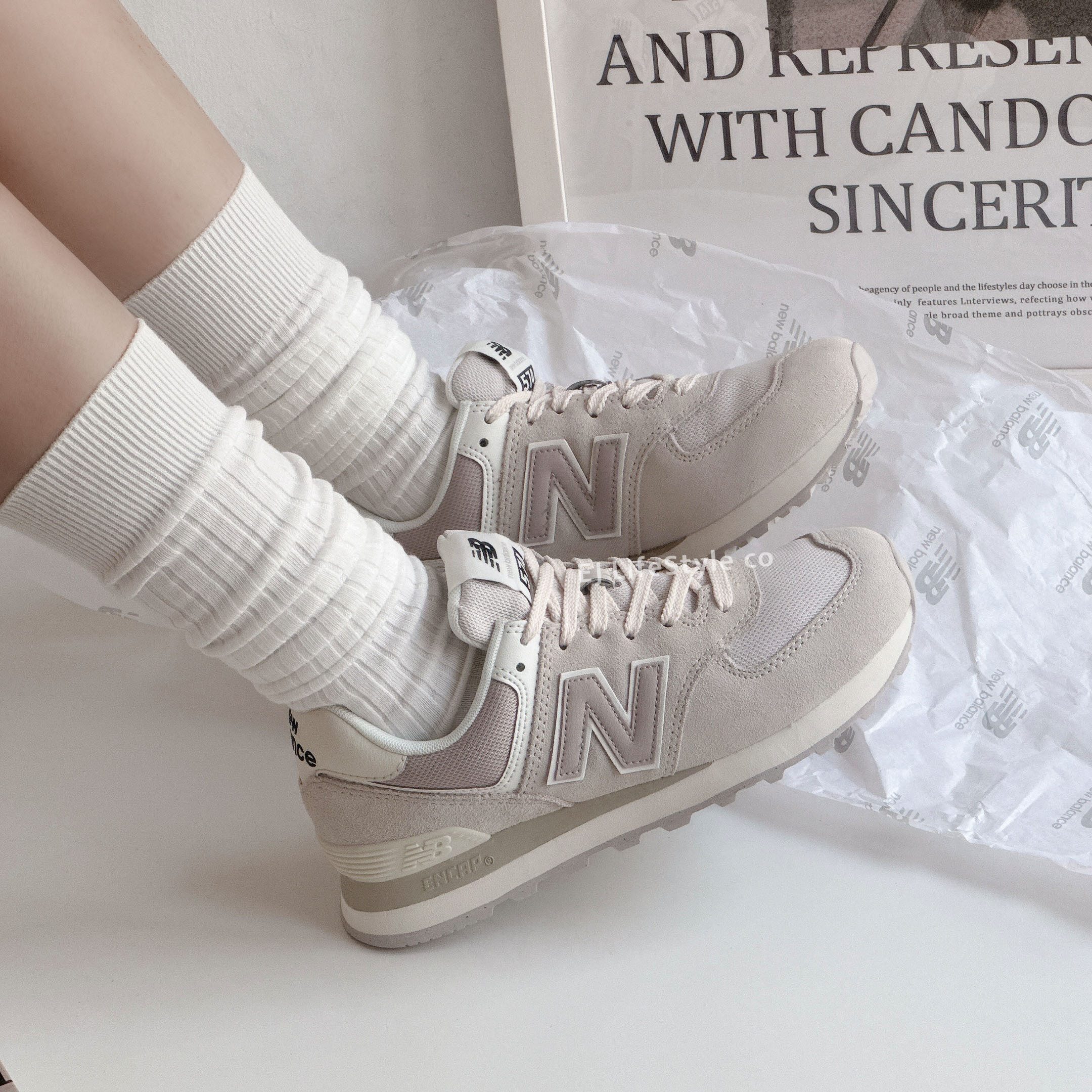 NEW BALANCE 574 NB574 奶灰拿鐵 低飽和 奶油白 米灰 紫灰 女鞋 WL574DQ2 / 調貨