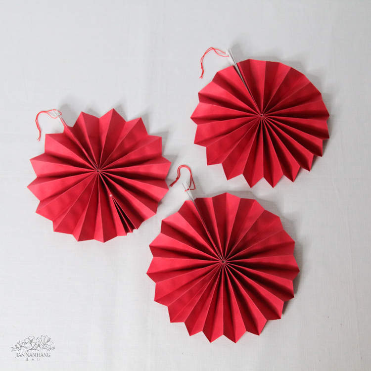 裝飾 圓形摺扇  3入 2尺寸