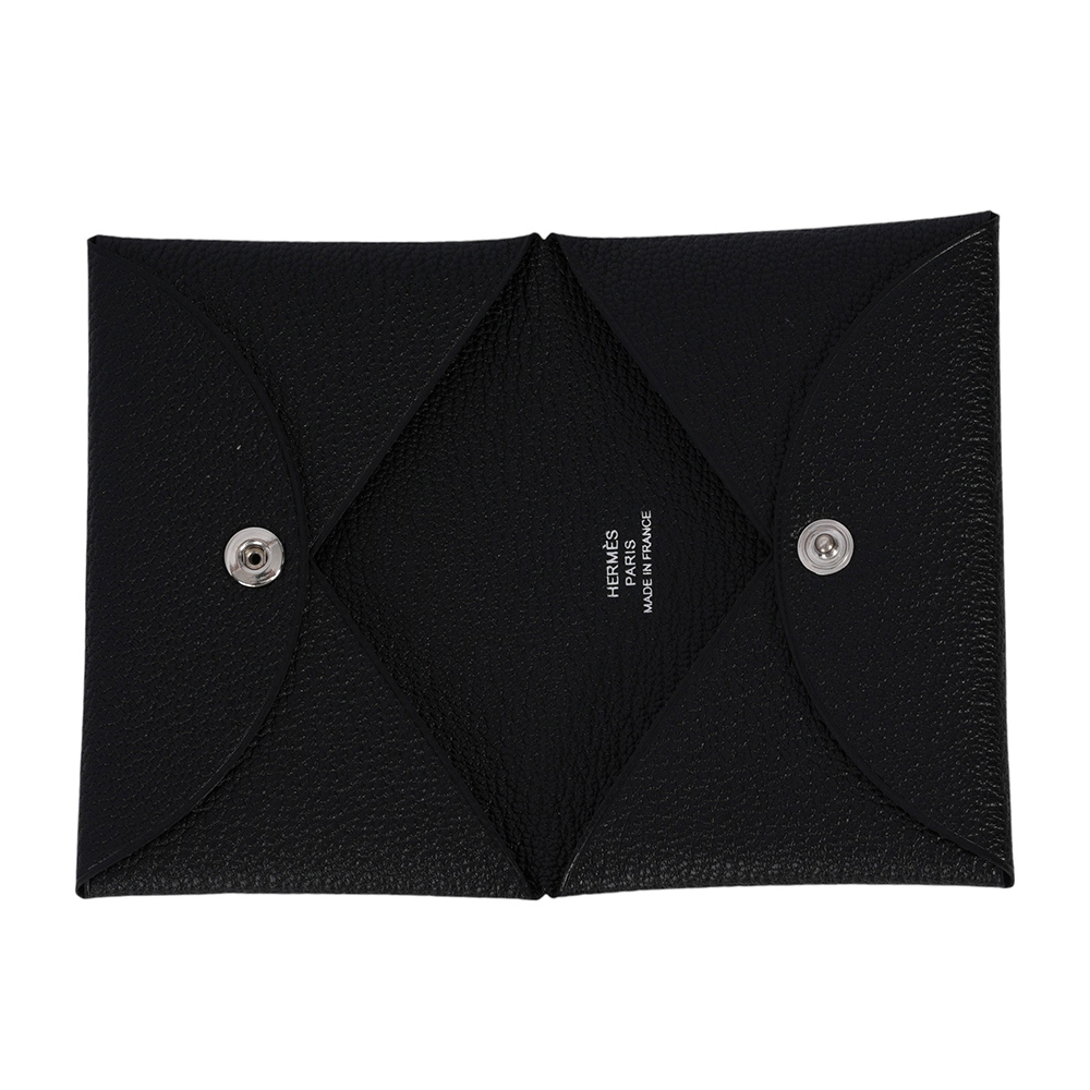 【HERMES】Calvi 山羊皮釦式名片/卡片夾(黑色)H044166CK 89