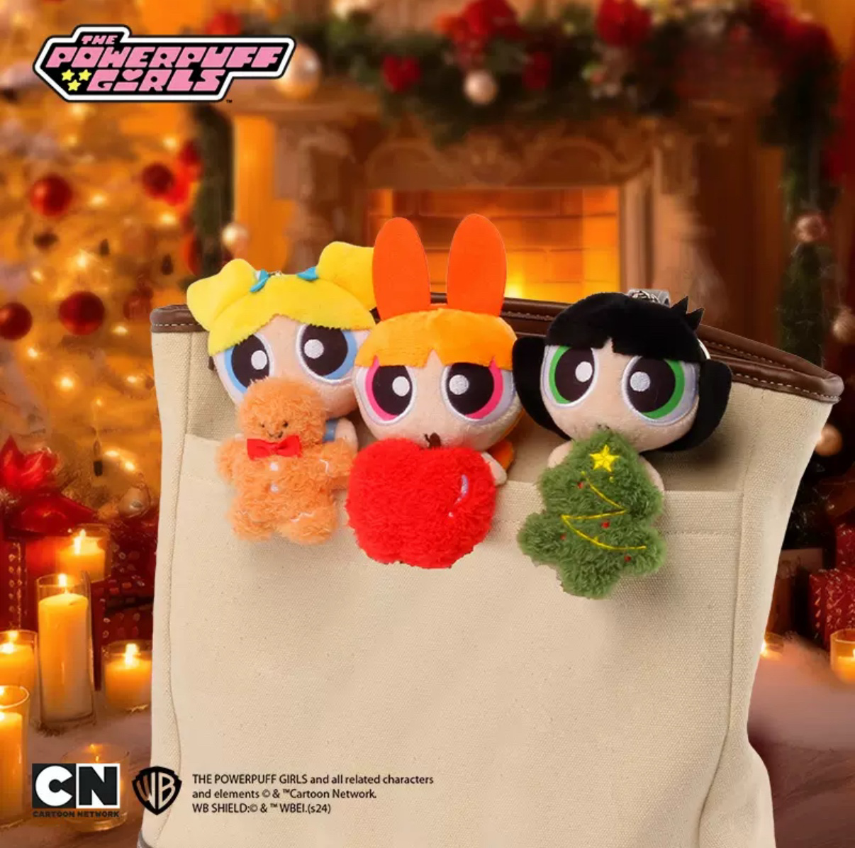 華納正版授權 飛天小女警 聖誕系列 毛絨鑰匙圈 吊飾 螢幕夾 花花 泡泡 毛毛(任買兩件711免運)/預購