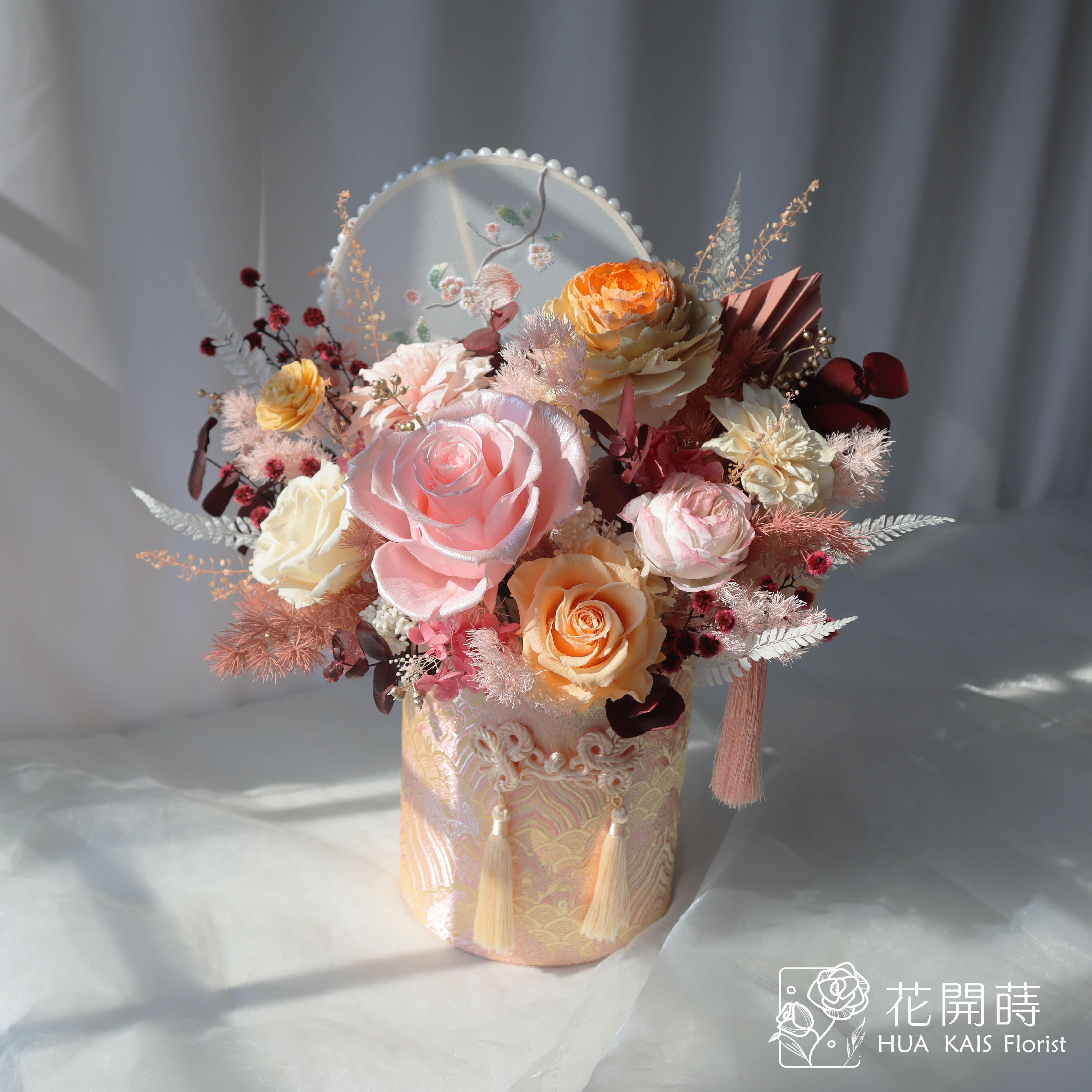 迎春開幕桌花推薦|桃符萬象|開幕賀禮|入厝新居|永生花盆花|過年桌花