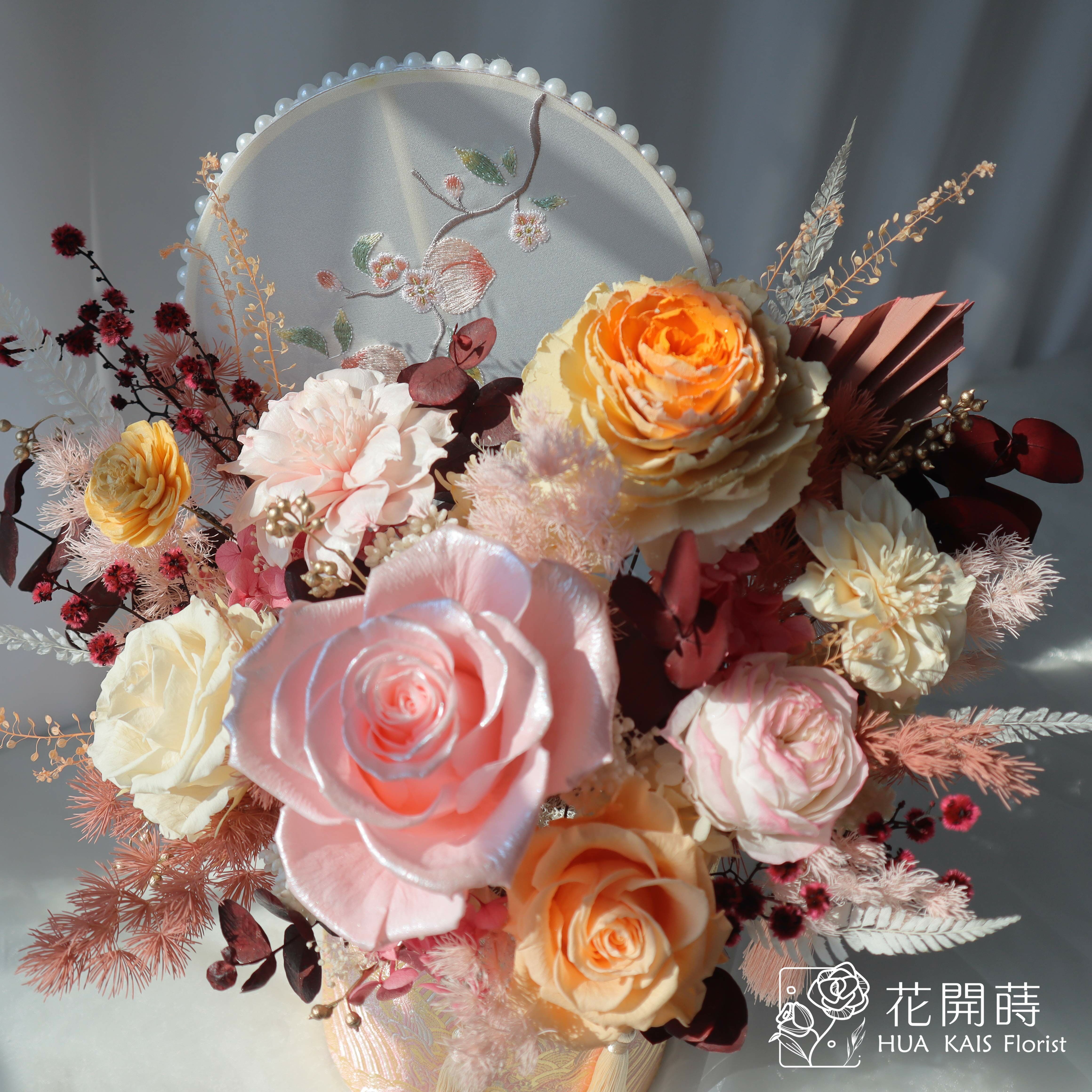 迎春開幕桌花推薦|桃符萬象|開幕賀禮|入厝新居|永生花盆花|過年桌花