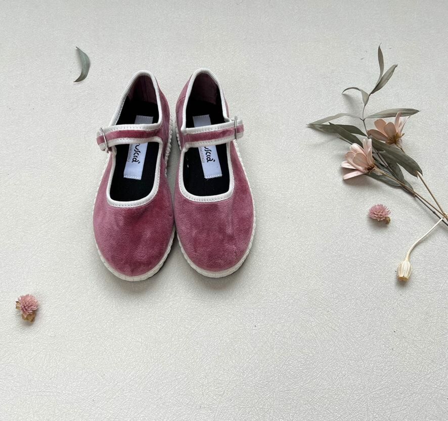 SCIUSCIA 絨面瑪麗珍鞋 Baby Maryjane Pink Velvet 奶油莓果