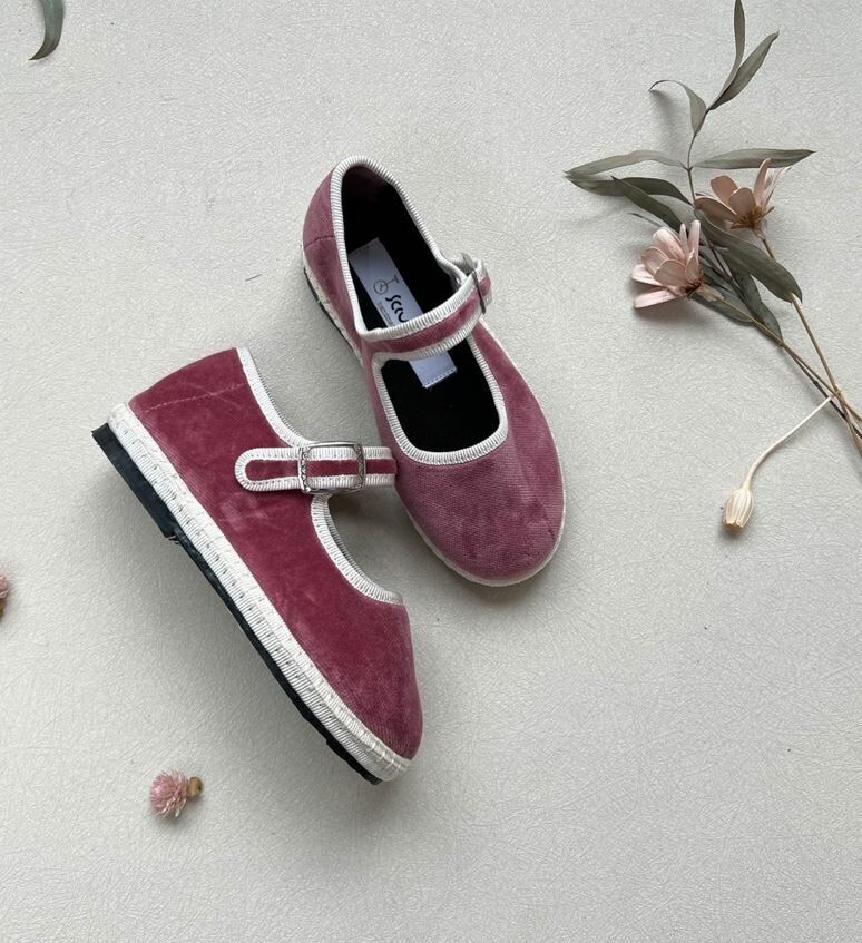 SCIUSCIA 絨面瑪麗珍鞋 Baby Maryjane Pink Velvet 奶油莓果