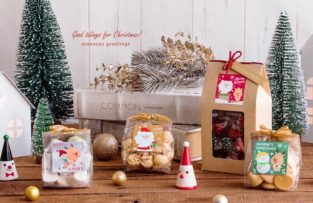 禮品貼紙 聖誕 微笑平安夜-金 40枚*2包 4.3*4.3cm【01-73404304】