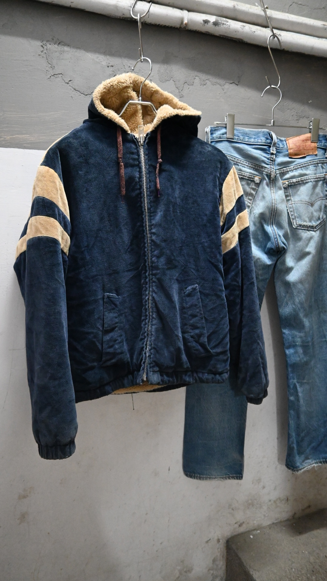 70s WILLIAM BARRY Corduroy Boa Jacket Made in USA