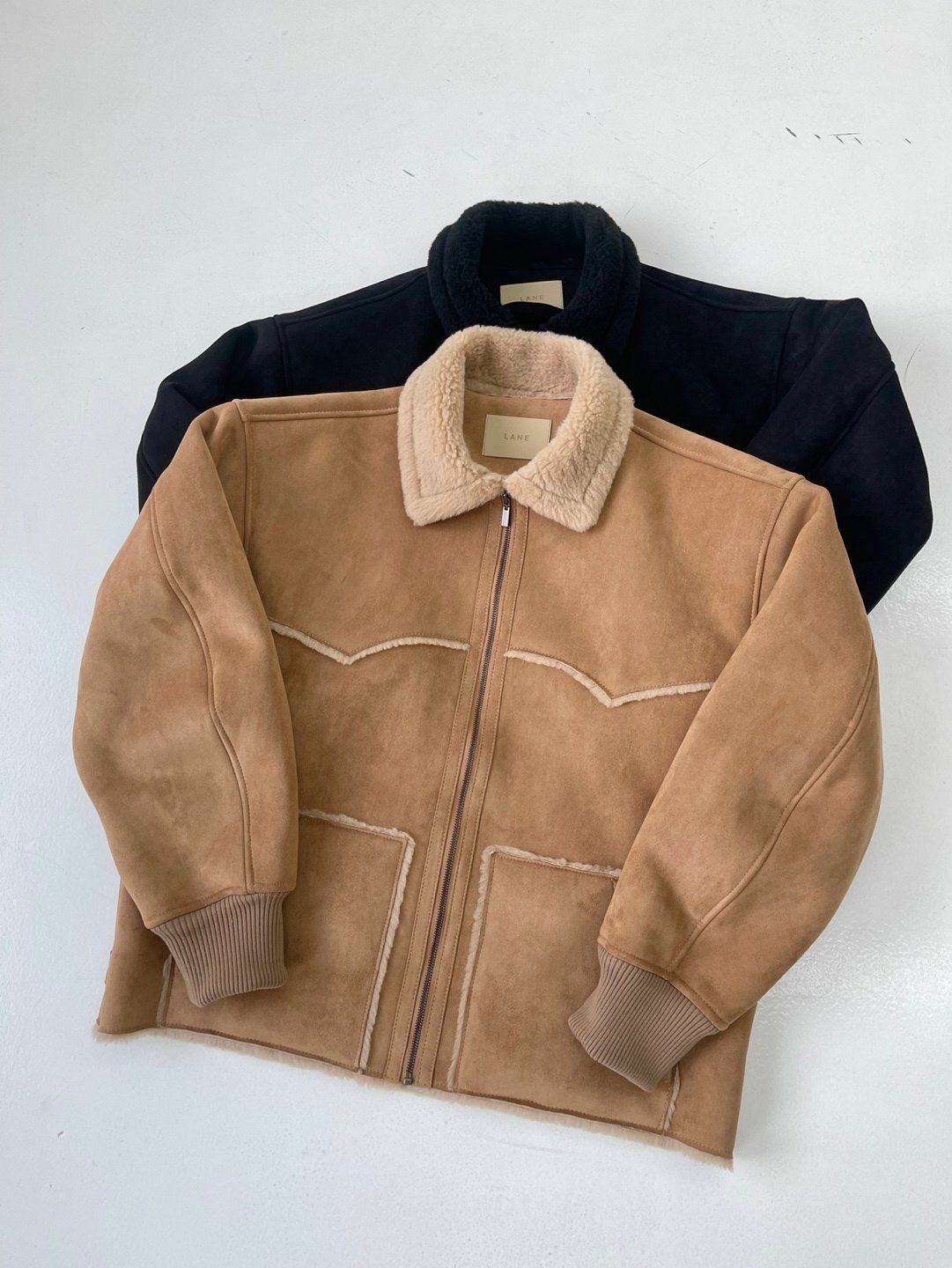 毛毛領拉鍊猄面褸 LANE-059JK