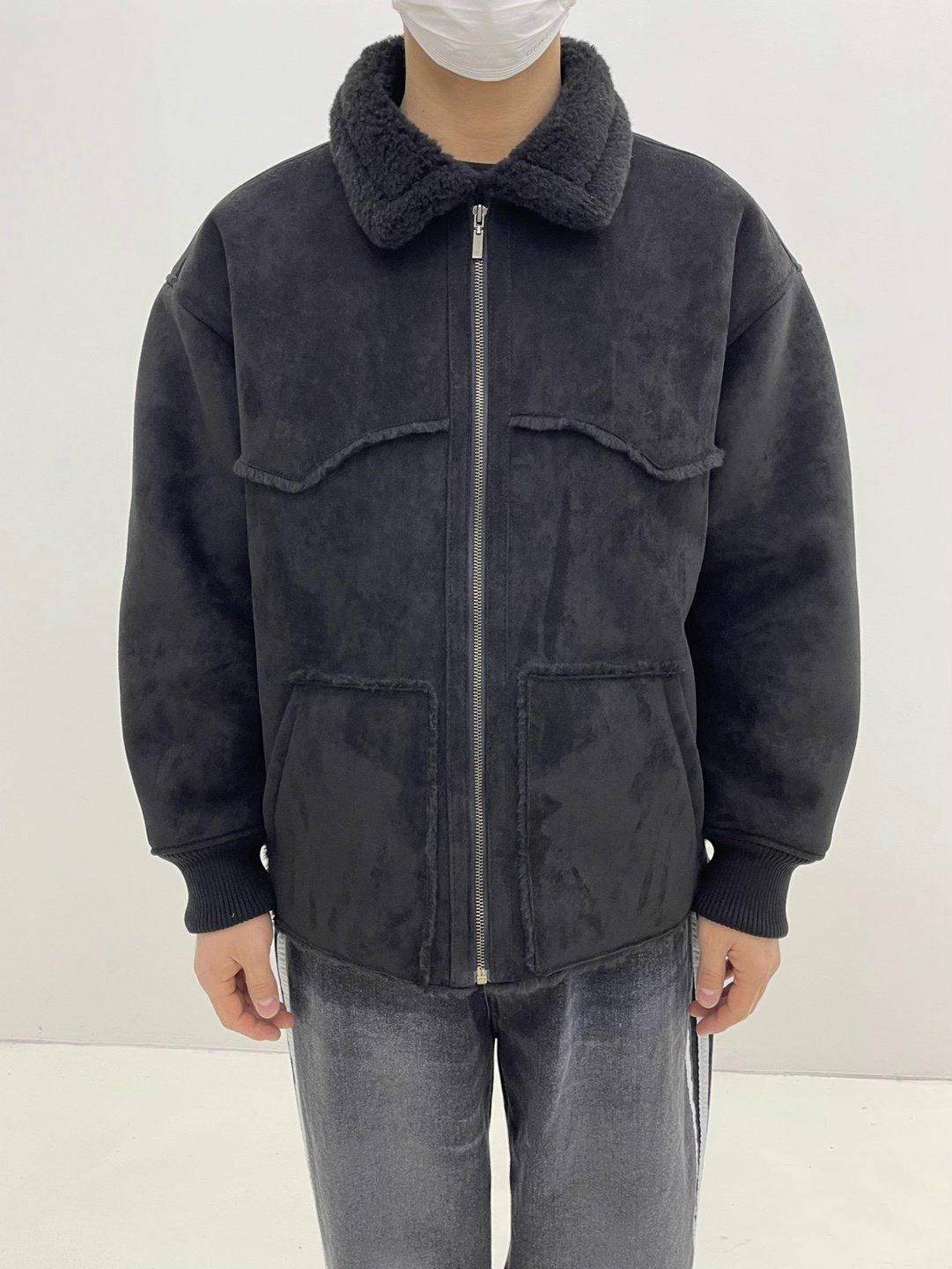 毛毛領拉鍊猄面褸 LANE-059JK