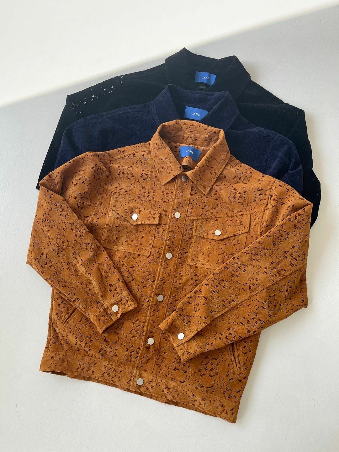 淨色暗紋開胸外套 LANE-061JK