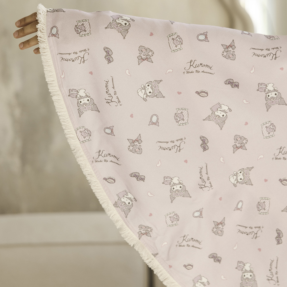 La Millou波蘭 竹纖涼感巾加大款圓形流蘇｜抗菌包巾｜KUROMI酷洛米聯名款_睡睡篇