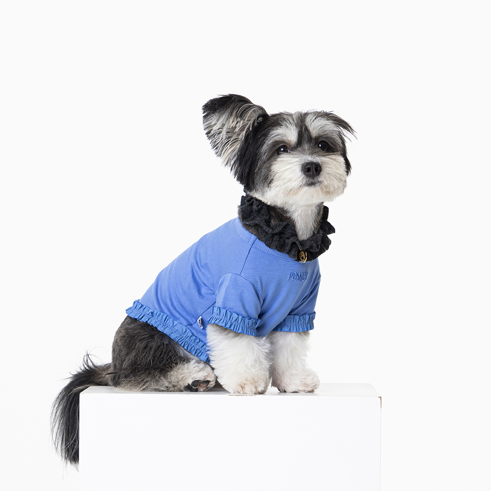 pebs  | 荷葉邊T恤 藍色