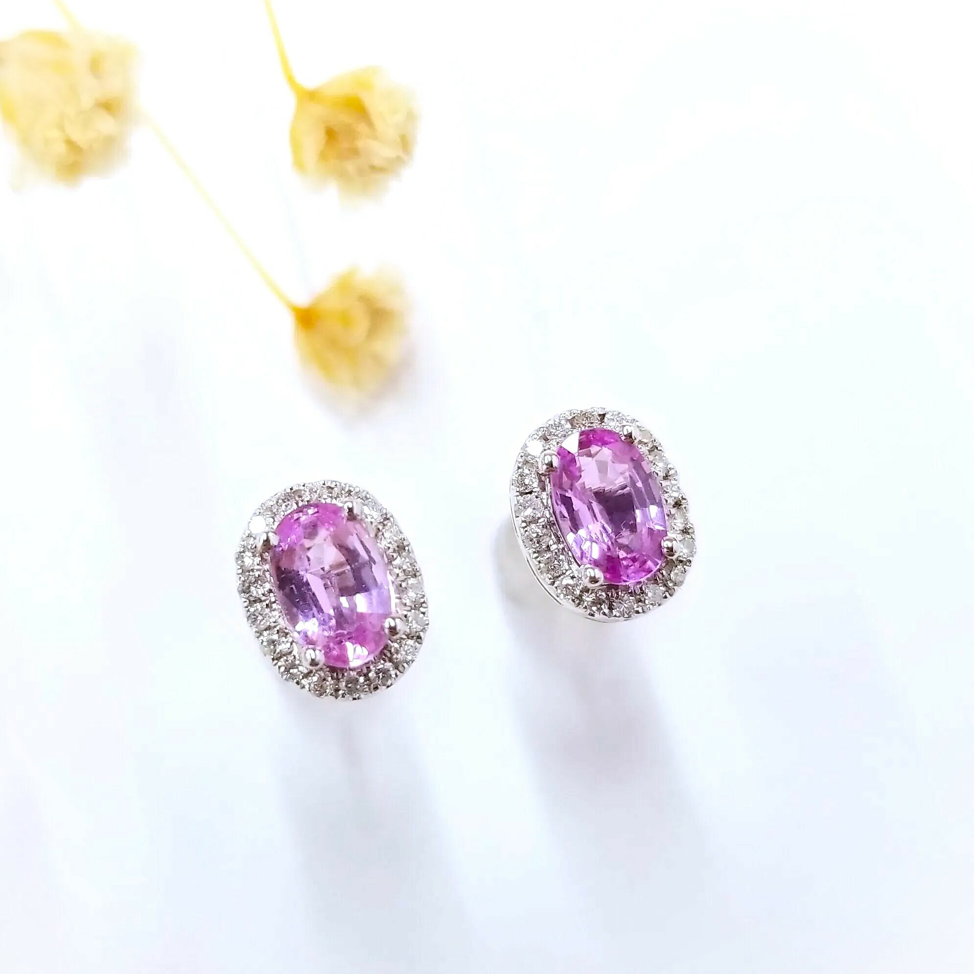 18K White Gold 0.99ct Sapphire and Diamond Earrings