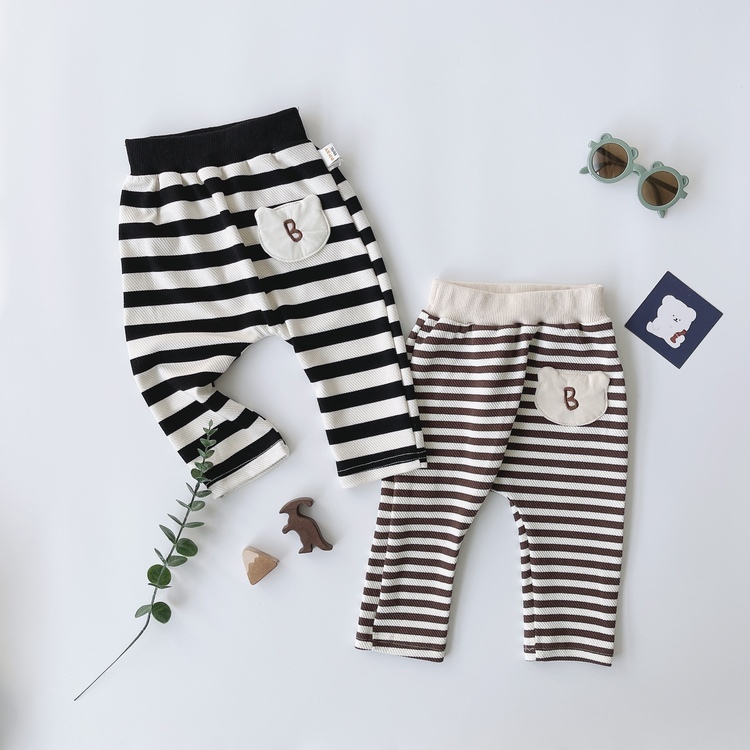 字母條紋熊熊褲