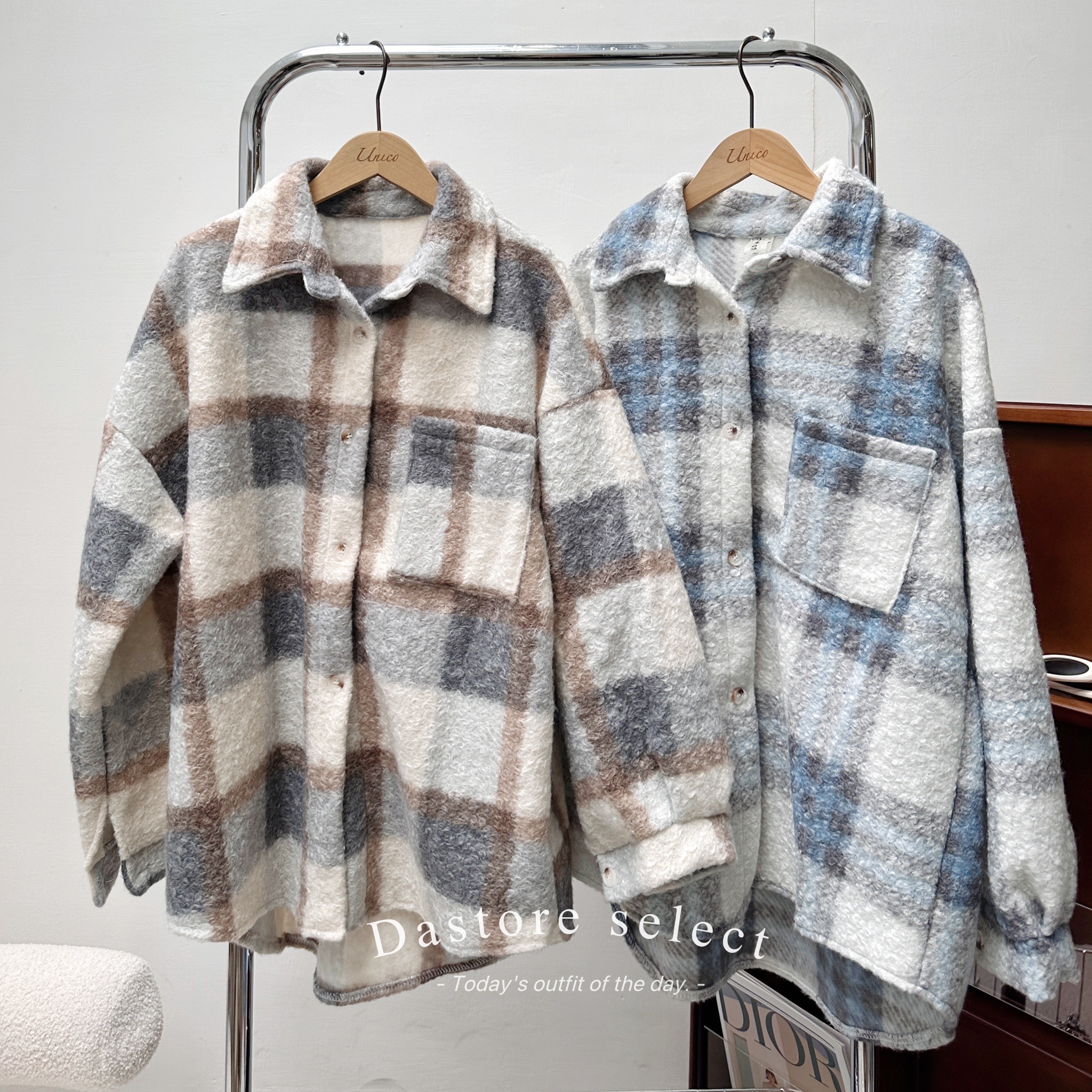 厚料QQ毛格紋襯衫/二色