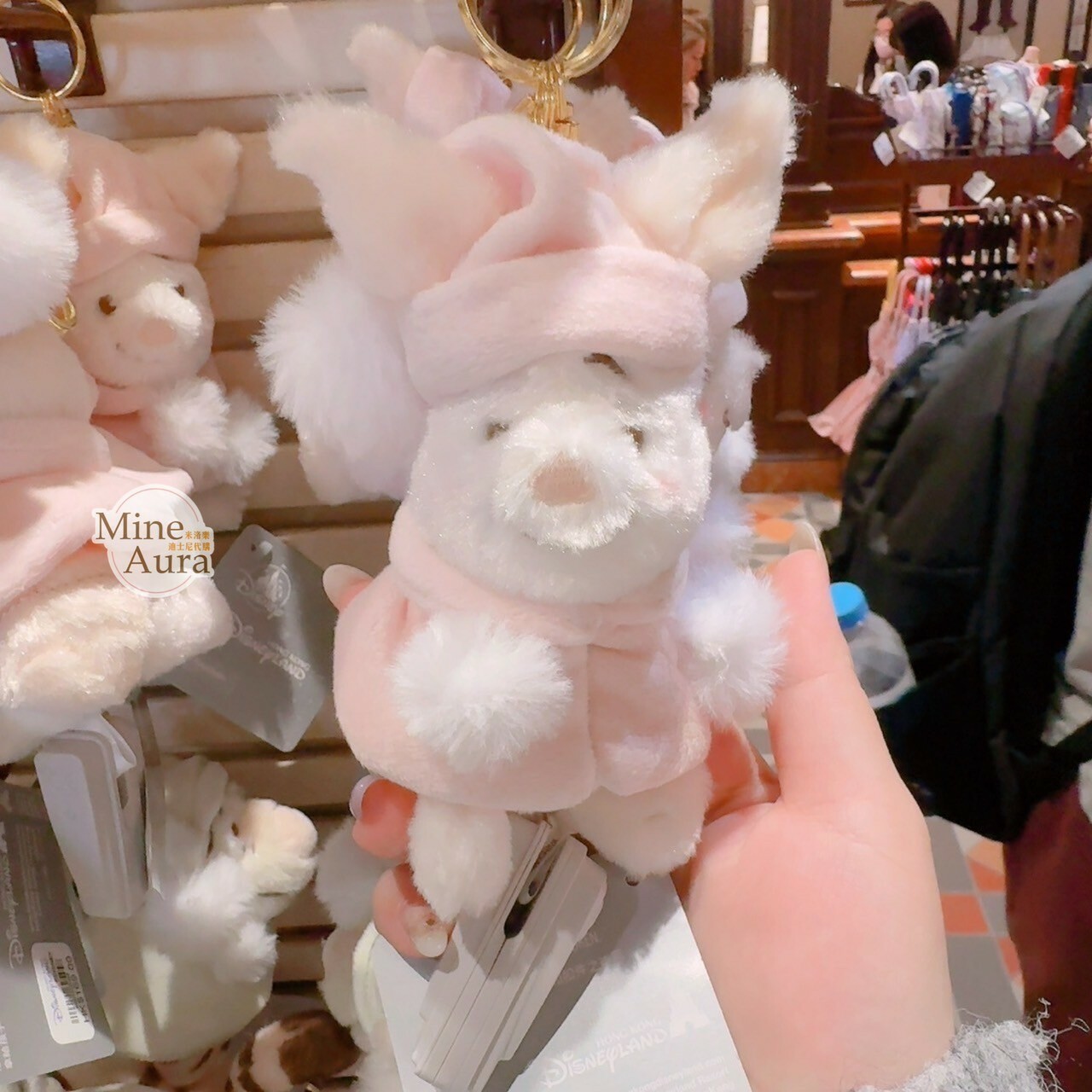 冬日甜心系列 小豬 皮傑 piglet 戴帽圍巾造型 絨毛 吊飾 鑰匙圈 小熊維尼 Winnie the Pooh -香港迪士尼樂園