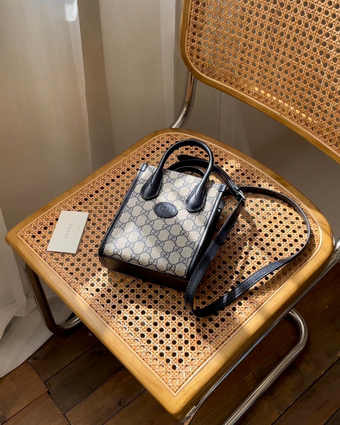 GUCCI｜RETRO 琴譜迷你托特包 海軍藍色