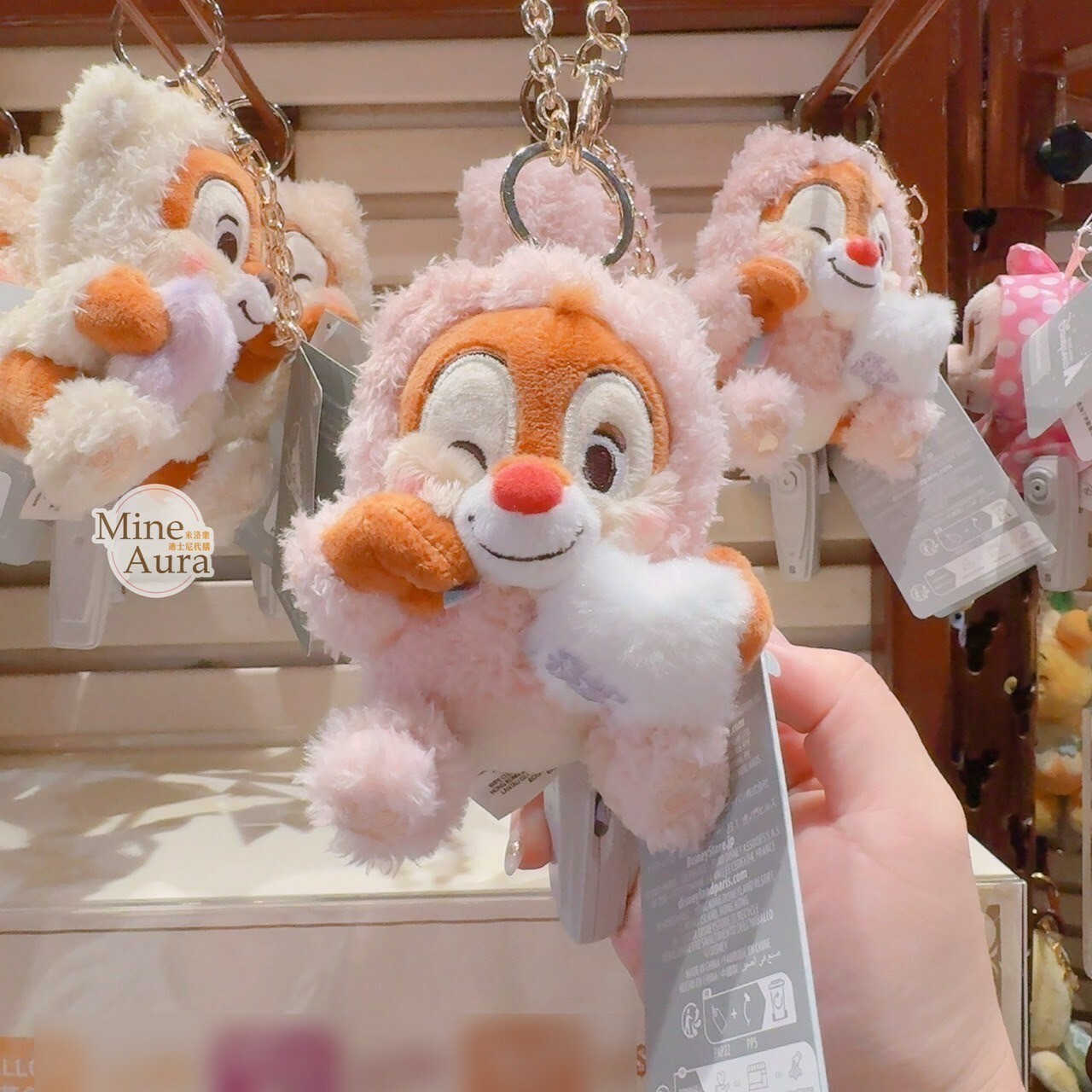 睡衣派對系列 紅鼻 蒂蒂 Dale 絨毛 鑰匙圈 吊飾 奇奇蒂蒂 Chip 'n Dale -香港迪士尼樂園