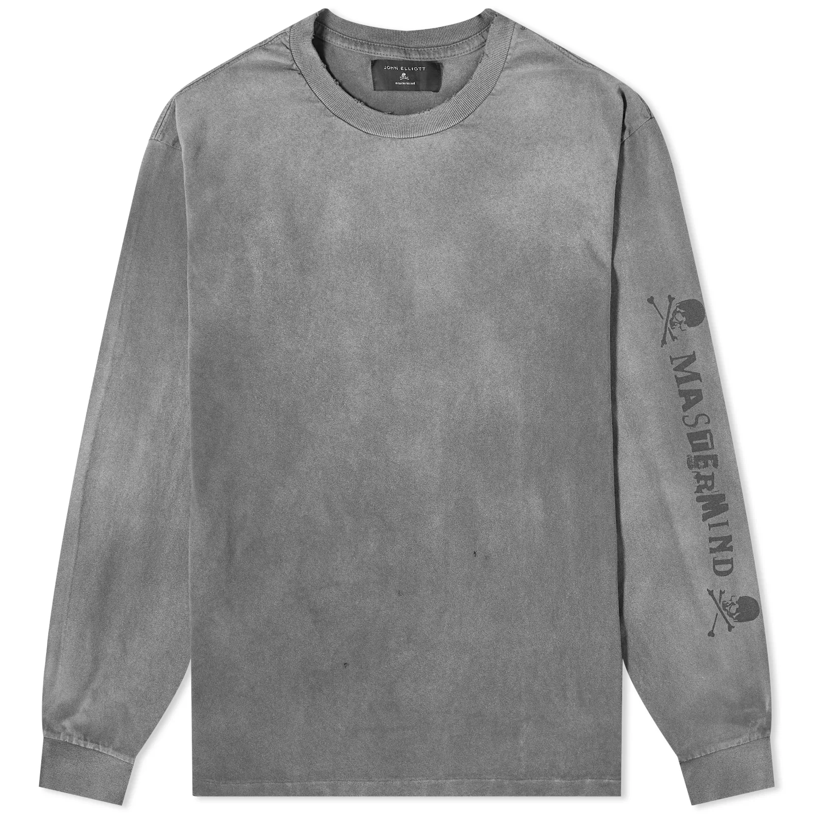 JOHN ELLIOTT X MASTERMIND JAPAN VINTAGE LONG SLEEVE T-SHIRT 聯名 骷髏 長袖 水洗黑-A318M1414