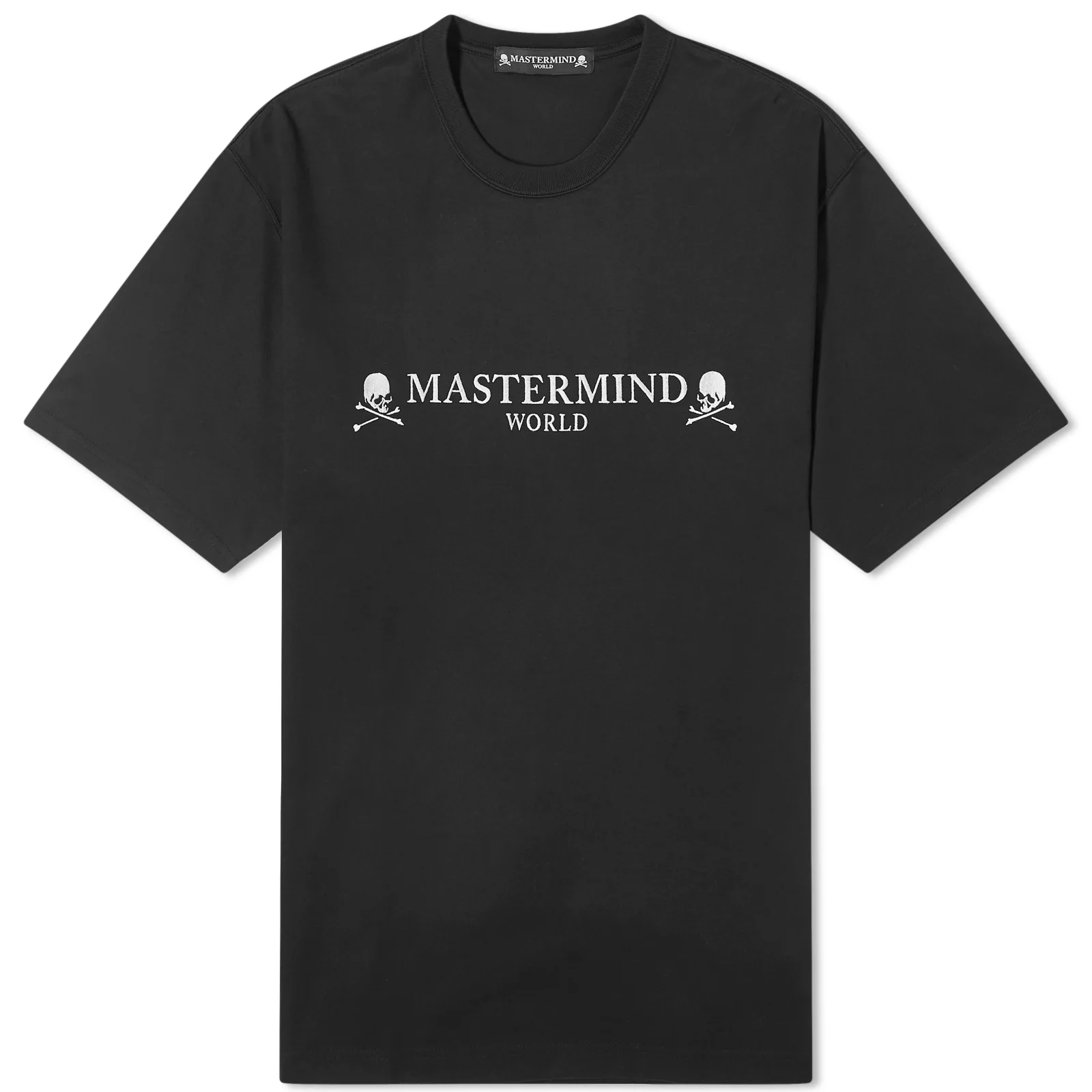 MASTERMIND WORLD EMBROIDERED SKULL LOGO T-SHIRT 骷髏 短Ｔ 黑色-MW24S12-TS081